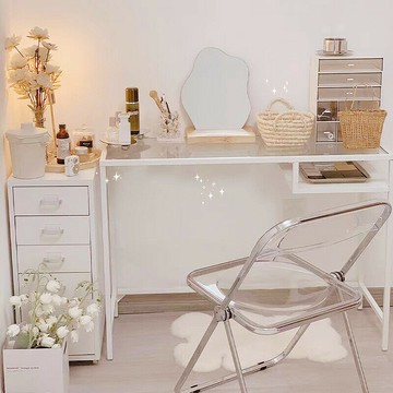 簡約女生梳妝檯 小戶型專屬出租屋化妝桌子 女生臥室家用ins風網紅簡易玻璃書桌子寫字檯 極簡電腦辦公桌工作臺