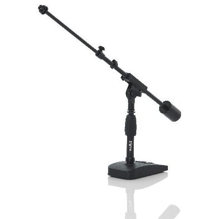 Gator Frameworks Short Weighted Base Microphone Stand with Telescopic Boom Arm and 2.5 Lbs Counter Weight; Ideal for Desktop, Recording, and Streaming