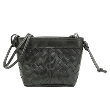 Bottega Veneta 編織羊皮拉鍊單肩包(827397-黑)