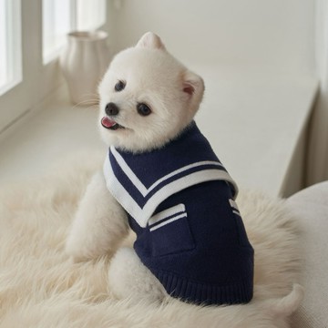韓國品牌【梨花娘總代理】🐾BAILEY 🐶秋冬新品 撞色海軍領雙口袋針織毛衣寵物服飾(2色)