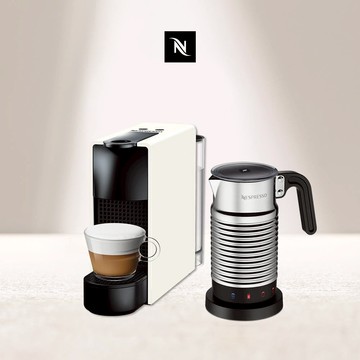 【Nespresso】膠囊咖啡機 Essenza Mini 純潔白 Aeroccino4 全自動奶泡機組合 (贈咖啡組+膠囊折扣金)