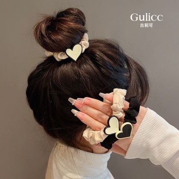 Gulicc 韓版 愛心 髮圈2入(韓版 髮飾 髮夾 鯊魚夾 蝴蝶結 生日禮物 雙11 聖誕節)