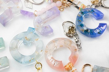 【客製化】漸層色乾燥花26 大寫英文字母姓名鑰匙圈