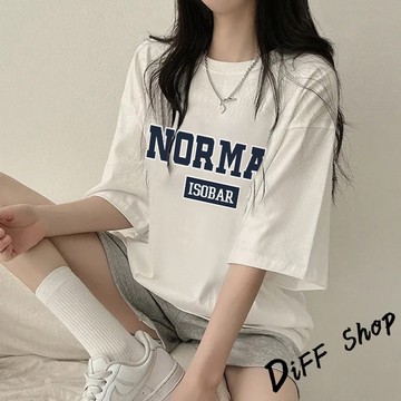 韓版美式字母寬鬆短袖上衣【T640】