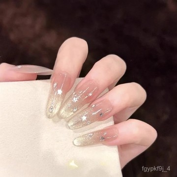 🎀純手工穿戴甲🎀【螢火之星】春夏款溫柔輕奢穿戴甲高級純手工氣質顯白純慾ins風新年美甲貼片ML 顯白美甲片高級感穿戴甲