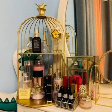 收納盒護膚架ins化妝品收納架桌面口紅鐵藝整理梳妝台鳥籠置物 幸福驛站