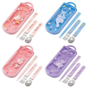 小禮堂 SKATER 三麗鷗 滑蓋三件式餐具組 TACC2AG (蝴蝶結款) Kitty 美樂蒂 酷洛米 大耳狗