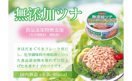 ツナ缶 無添加ツナ 24缶 ホテイフーズ 化学調味料不使用 増粘剤不使用 ツナ ノンオイル シーチキン まぐろ マグロ 鮪 水煮 缶詰 水産物 静岡県 静岡