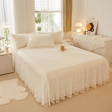 春夏床裙款乳膠涼席三件套可機洗空調軟席席子床罩夾棉公主風床套