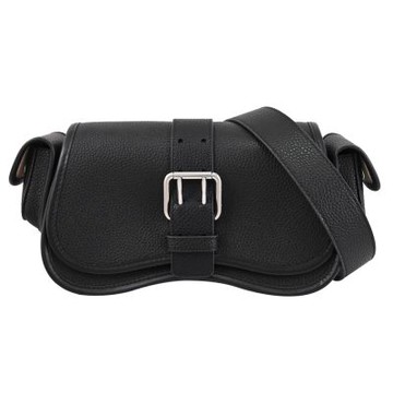 COACH Coachtopia 波浪造型荔枝皮革斜背包/工裝包(黑)