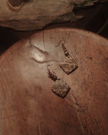 【Sedimentary  Shell】椰殼堆積。椰殼串珠特色耳環。