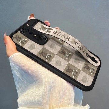 適用OPPOA9手機殼愛心暴力熊A1Pro腕帶支架A5潮牌創意K10X套女新款A7/K9S個性網紅簡約K11/K12/A9防摔軟K3/A8