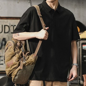 短袖polo衫男夏季ins潮牌寬鬆潮流半袖上衣服重磅純棉翻領襯衫T恤