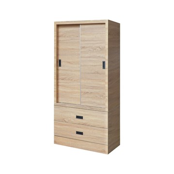 【Homelike】喜家居2.7尺推門二抽衣櫃(梧桐色)(2311)