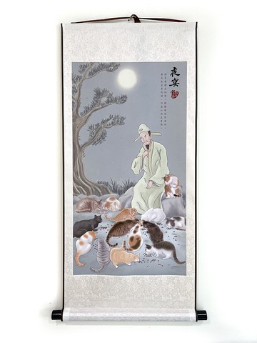 夜宴絲綢捲軸掛畫