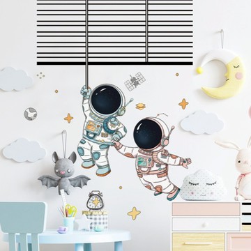 Q版太空人系列 pvc 壁貼. 60X90排版.訂單須滿100nt.才成立出貨.(可合併選購賣場商品)