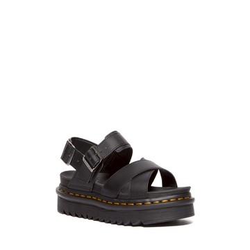 Dr. Martens 馬汀 Voss II Athena 皮革黑色厚底涼鞋 - 女款