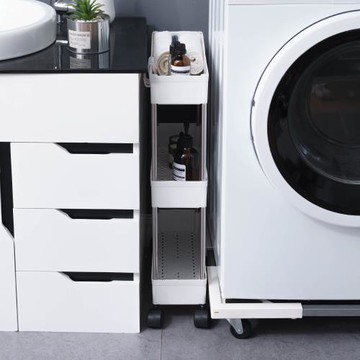 【樂嫚妮】窄版縫隙推車收納車置物-3層