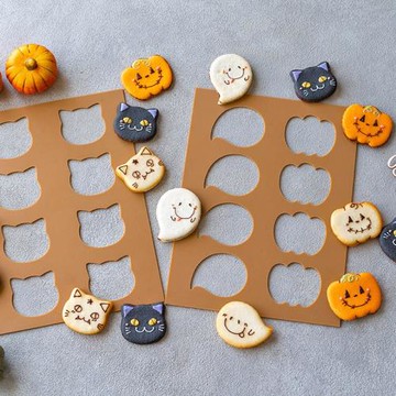 AMAGOUR 日式小熊愛心貓舌餅干硅膠模 南瓜貓咪白色戀人餅干模