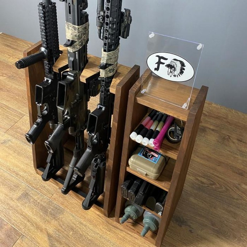 WOODWORKS ガンラック 5丁掛 ( 色：ブラウン ) 木製 日本製