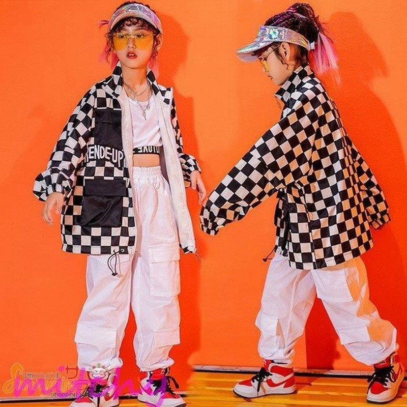 キッズダンス衣装ヒップホップ セットアップhiphop長袖チェック柄ジャケット 白パンツ男の子女の子 ジャズ ステージ衣装 練習着 演出服 通販 Lineポイント最大0 5 Get Lineショッピング
