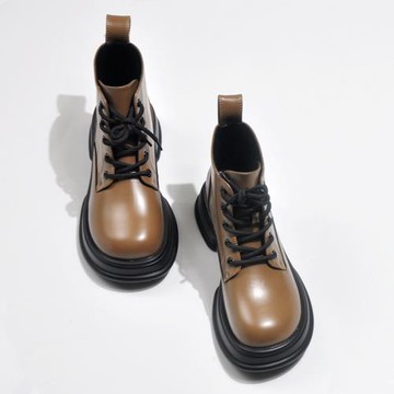 粗跟厚底馬丁靴女靴子時尚洋氣短靴加絨歐美風短筒靴2025新款單靴