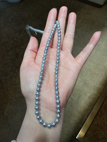 微瑕近圓真多麻糖果多色天然真珠海水珍珠項鍊真全珠鍊