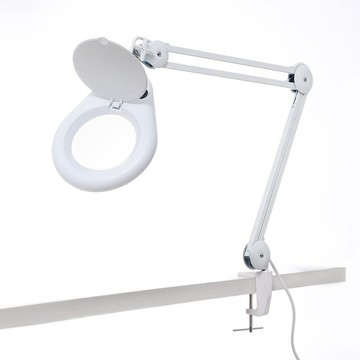 1.8倍/3D/127mm 工作用薄型LED護眼檯燈放大鏡 桌夾式 E015-S3D