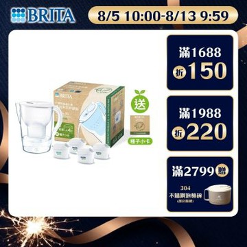 【BRITA官方】Marella 3.5L馬利拉濾水壺x1(白)+3入MXPRO去水垢專家濾芯(共4芯)_永續版