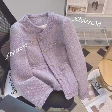 🎉🎉🎉新品特惠【韩系】流行漂亮藍色小香風外套春秋新款韓劇穿搭粗花呢