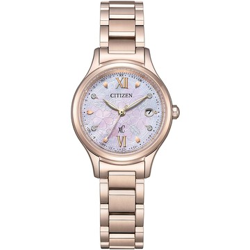 CITIZEN xC 限量款光動能鈦金屬電波錶/櫻花粉紅金/25mm/ES9498-77N