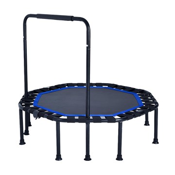 AD-ROCKET 摺疊彈力繩扶手跳床 頂級抗撕裂跳布 加粗加厚鋼管 超靜音彈力繩  扶手款  42吋  扶手款 黑色 + 藍色