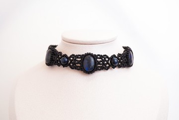 拉長石 蠟線編織頸繩 頸圈