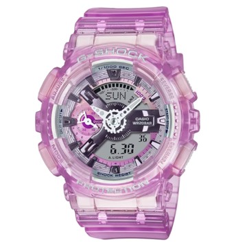 CASIO卡西歐 G-SHOCK 未來科幻 虛擬世界雙顯錶款 半透明紫 GMA-S110VW-4A_45.9mm