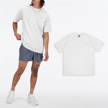 New Balance NB 上衣 Mini Logo 男款 灰 白 刺繡 寬鬆 短T 短袖 NB MT41533AHH