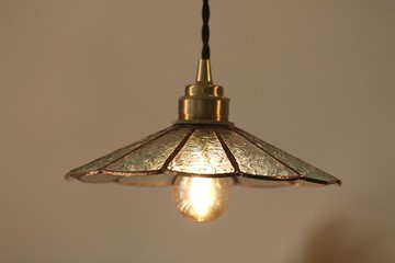 海棠花紋玻璃∣傘型吊燈∣手工鑲嵌玻璃∣客製