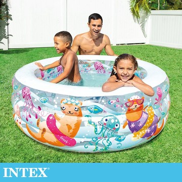【INTEX】海洋動物戲水游泳池/泳池/戲水池/兒童泳池/充氣泳池152x56cm(360L) 適6歲+(58480NP
