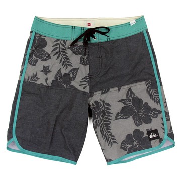 美國百分百【全新真品】Quiksilver 海灘褲 男 短褲 泳褲 沙灘褲 衝浪褲 扶桑花 灰色 綠色 拼色 30 31 32腰 E972
