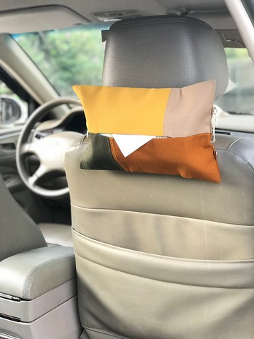 二用車用面紙套 / 色塊拼接帆布面紙套