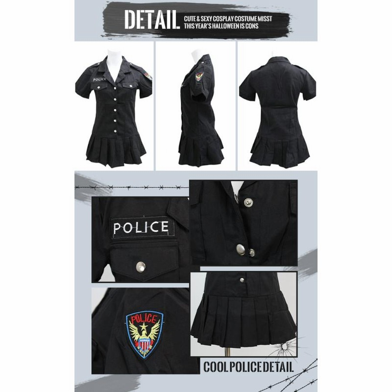 ブラックネクタイ　コスプレ　ハロウィン ハロウィン コスプレ ポリス 衣装 制服 コスチューム ミニスカ