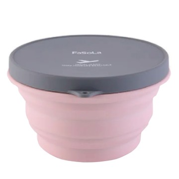 FaSoLa 食品級FDA鉑金矽膠多功能摺疊碗 旅行/戶外/野餐/自駕 輕巧便攜  粉色  1個