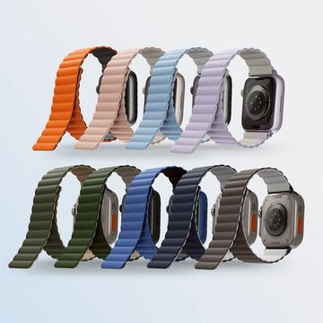 Apple Watch 42/44/45/49mm 共用款 Revix 雙色防水矽膠磁吸錶帶 白紫 42/44/45/49mm
