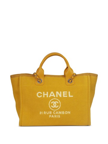 CHANEL Pre-Owned - Deauville two-way canvas tote bag - women - Calf Leather/Canvas - One Size - Yellow