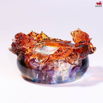 琉璃貔貅聚寶盆商鋪前臺電視柜家居裝飾開業招財創意鑰匙桌面收納