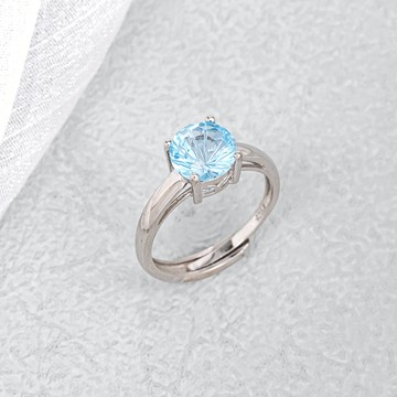 精切圓彩寶戒指 -銀 | 藍托帕石