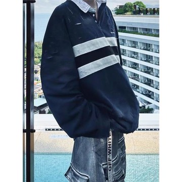 GRAILZ PROJECT G/R破洞翻領衛衣痞帥男polo衫長袖vibe風襯衫女