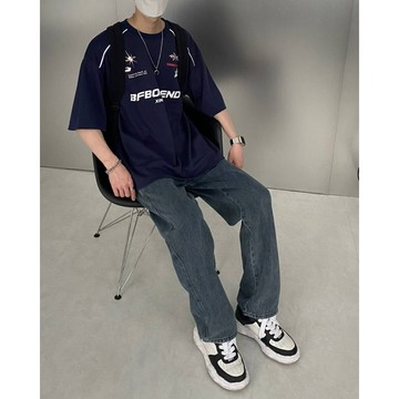 【PORY STORE】🇰🇷韓國 重磅 賽車風 寬鬆 短袖 t恤 五分袖 美式上衣 上衣