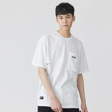 胸前立體口袋設計T(白色)-男