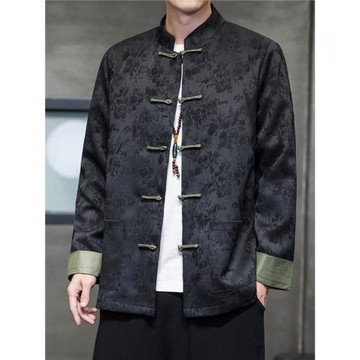 中山裝男春秋款中國風男裝復古風寬松大碼青年唐裝漢服夾克外套潮