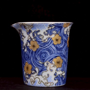 陶生活陶瓷公道杯純銀修飾茶海家用功夫茶具分茶器手工勻功夫茶杯1入